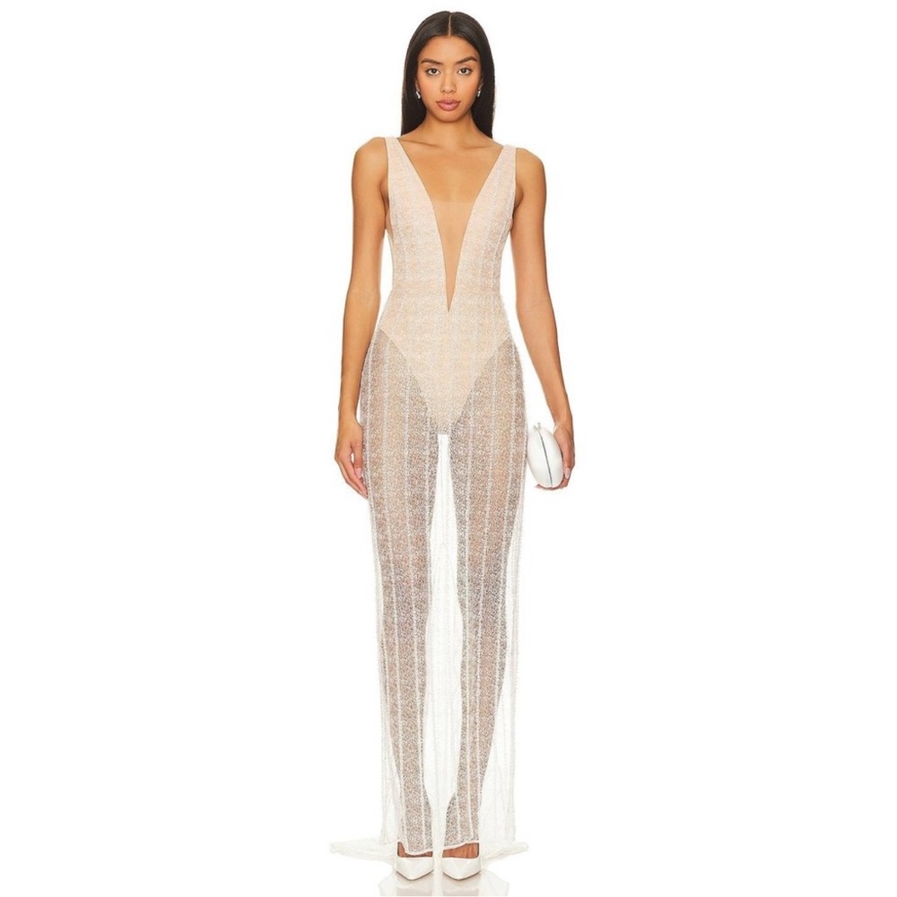 NWOT Camila Coelho Brene Long Dress in White Size Small
